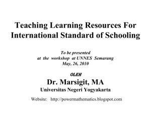 Teaching Learning Resources For International Standard of Schooling