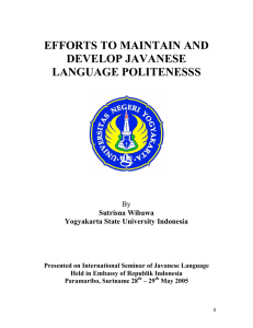 EFFORTS TO MAINTAIN AND DEVELOP JAVANESE LANGUAGE POLITENESSS