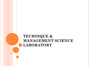 TECHNIQUE &amp; MANAGEMENT SCIENCE LABORATORY