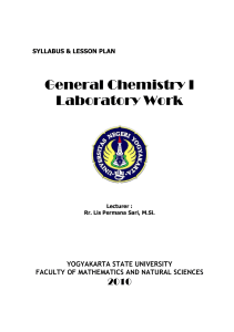 General Chemistry I Laboratory Work  2010