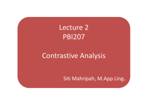 Lecture 2 PBI207 Contrastive Analysis .