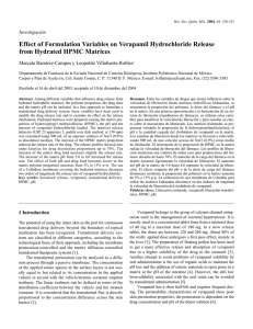 Effect of Formulation Variables on Verapamil Hydrochloride Release Investigación