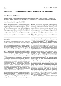 Advances in Crystal Growth Techniques of Biological Macromolecules