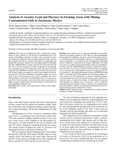 Analysis of Arsenic, Lead and Mercury in Farming Areas with... Contaminated Soils at Zacatecas, Mexico