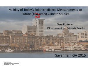 Savannah, GA 2015 Validity of Today’s Solar Irradiance Measurements to 400