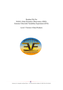 Readme File For NASA's Solar Dynamics Observatory (SDO)  Extreme Ultraviolet Variability Experiment (EVE)