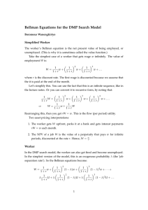 Bellman Equations for the DMP Search Model Simplified Worker