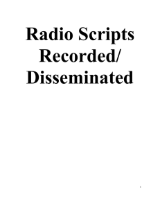 Radio Scripts Recorded/ Disseminated 1