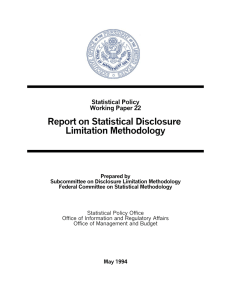 Report on Statistical Disclosure Limitation Methodology Statistical Policy Working Paper 22