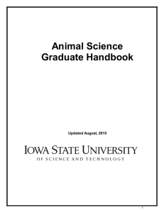 Animal Science Graduate Handbook Updated August, 2015