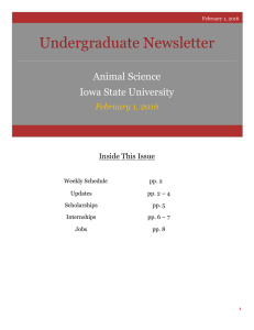 Undergraduate Newsletter Animal Science Iowa State University February 1, 2016
