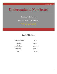 Undergraduate Newsletter Animal Science Iowa State University February 15, 2016