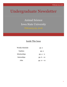 Undergraduate Newsletter Animal Science Iowa State University February 29, 2016