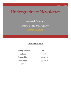 Undergraduate Newsletter Animal Science Iowa State University March 21, 2016