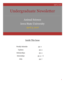 Undergraduate Newsletter Animal Science Iowa State University April 4, 2016