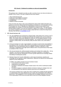 This guidance note is intended to provide you with a summary... member of UCL Council. The note is divided into five main... – Guidance for members on roles and responsibilities