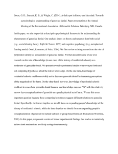 Boese, G. D., Starzyk, K. B., &amp; Wright, C. (2014).... a psychological understanding of genocide denial. Paper presentation at the...
