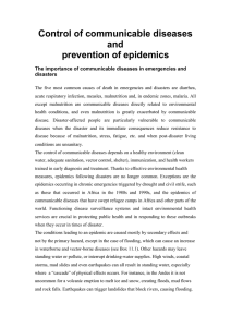 Control of communicable diseases and prevention of epidemics