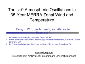 The s=0 Atmospheric Oscillations in 35-Year MERRA Zonal Wind and Temperature