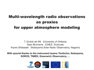 Multi-wavelength radio observations as proxies for upper atmosphere modeling