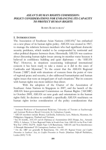 ASEAN’S HUMAN RIGHTS COMMISSION: POLICY CONSIDERATIONS FOR ENHANCING ITS CAPACITY