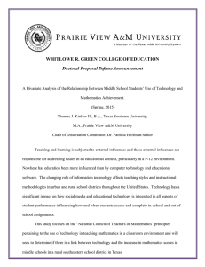 WHITLOWE R. GREEN COLLEGE OF EDUCATION  Doctoral Proposal Defense Announcement