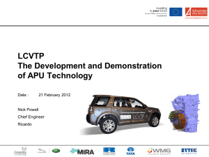 LCVTP The Development and Demonstration of APU Technology Date :