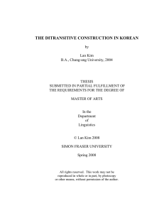 THE DITRANSITIVE CONSTRUCTION IN KOREAN