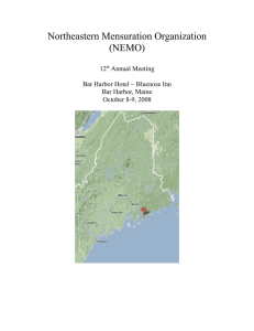 Northeastern Mensuration Organization (NEMO) 12 Annual Meeting