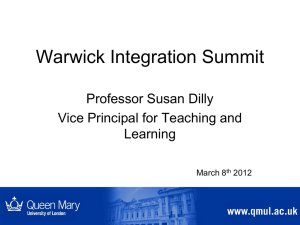 Warwick Integration Summit Professor Susan Dilly Vice Principal for Teaching and Learning