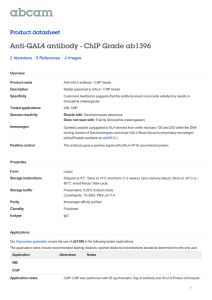 Anti-GAL4 antibody - ChIP Grade ab1396 Product datasheet 2 Abreviews 4 Images