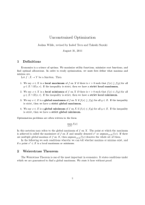 Unconstrained Optimization 1 Definitions Joshua Wilde, revised by Isabel Tecu and Takeshi Suzuki