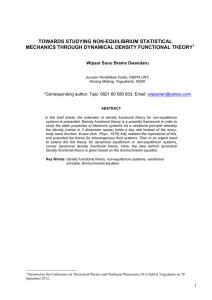 TOWARDS STUDYING NON-EQUILIBRIUM STATISTICAL MECHANICS THROUGH DYNAMICAL DENSITY FUNCTIONAL THEORY