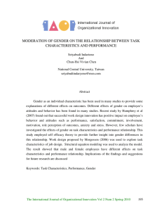 MODERATION OF GENDER ON THE RELATIONSHIP BETWEEN TASK CHARACTERISTICS AND PERFORMANCE