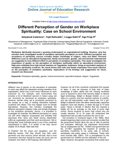 Different Perception of Gender on Workplace Spirituality: Case on School Environment
