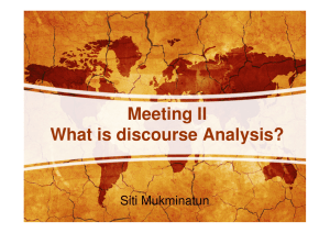 Meeting II What is discourse Analysis? Siti Mukminatun