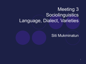 Meeting 3 Sociolinguistics Language, Dialect, Varieties Siti Mukminatun