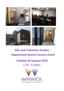 Film and Television Studies Department Alumni Careers Event Tuesday 26 January 2016