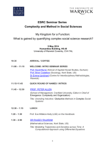 ESRC Seminar Series Complexity and Method in Social Sciences