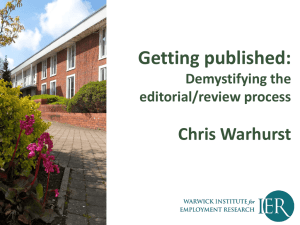 Getting published: Chris Warhurst Demystifying the editorial/review process