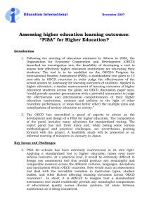 Assessing higher education learning outcomes: “PISA” for Higher Education? Education International