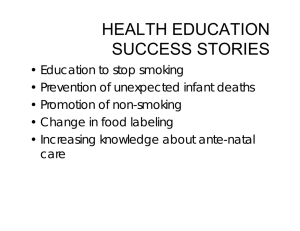 HEALTH EDUCATION SUCCESS STORIES