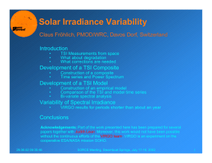 Solar Irradiance Variability Introduction Development of a TSI Composite