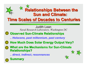 Relationships Between the Sun and Climate: Time Scales of Decades to Centuries
