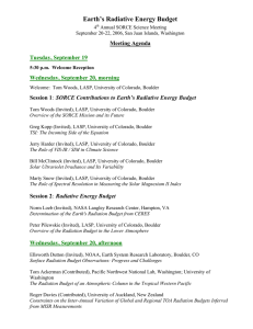 Earth’s Radiative Energy Budget Meeting Agenda Tuesday, September 19 Wednesday, September 20, morning