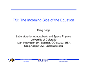 TSI: The Incoming Side of the Equation
