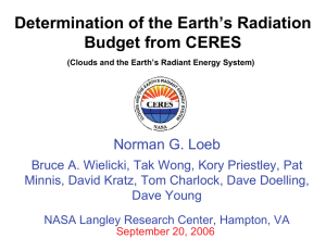 Determination of the Earth’s Radiation Budget from CERES Norman G. Loeb