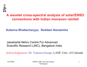 A wavelet cross-spectral analysis of solar/ENSO connections with Indian monsoon rainfall