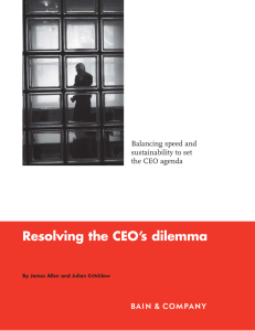 Resolving the CEO’s dilemma Balancing speed and sustainability to set the CEO agenda
