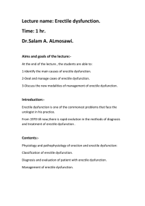 Lecture name: Erectile dysfunction.  Time: 1 hr. Dr.Salam A. ALmosawi.
